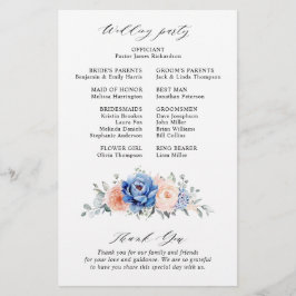 Programa de matrimonio rosado Rubor con pizarra az