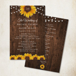 Programa de matrimonio Rustic Sunflower String Lig