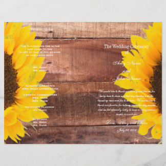 Programa de matrimonio rústico de girasoles