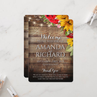 Programa de matrimonio Rústico de girasoles y Rosa