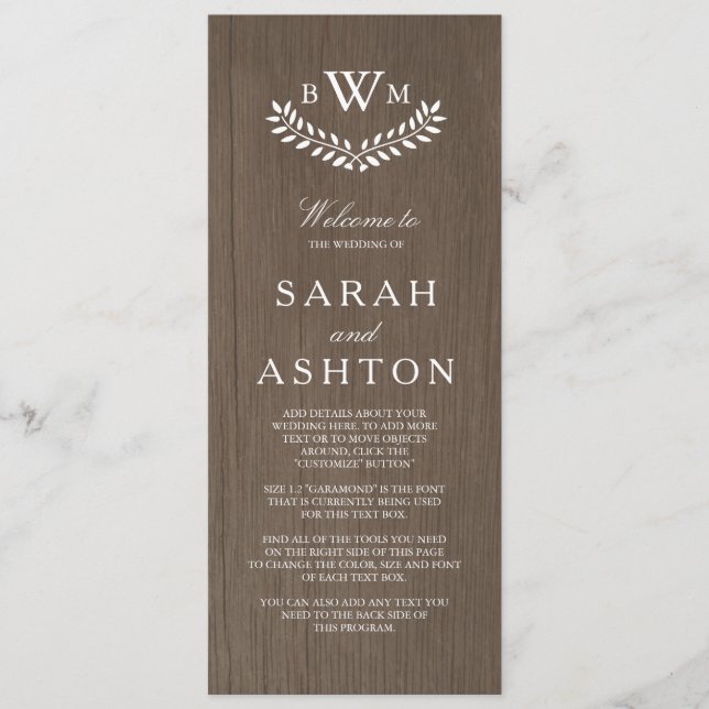 Programa de matrimonio rústico por países (Anverso)