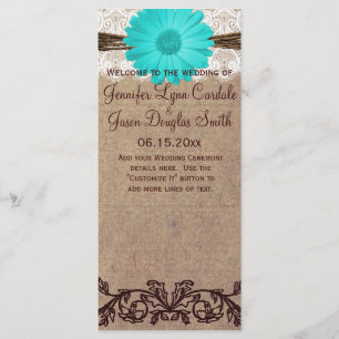 Programa de matrimonio rústico Verde azulado Gerbe