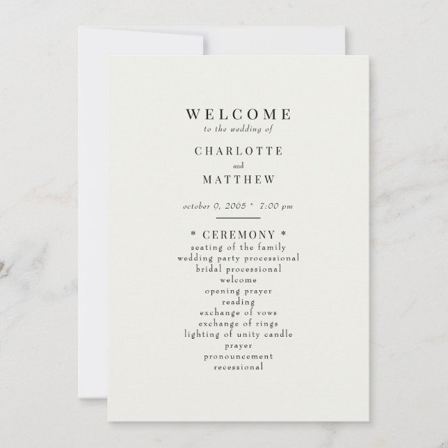 Programa de matrimonio simple con crema (Anverso)