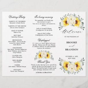 Programa de matrimonio Sunflower Ivory Peony Eucal