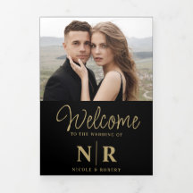 Programa de matrimonio tripartito monograma elegan