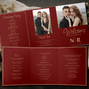 Programa de matrimonio tripartito monograma elegan