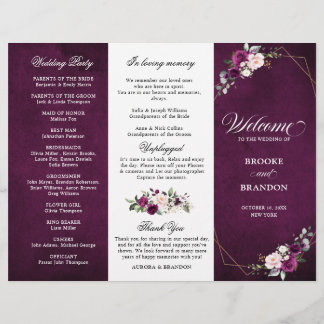 Programa de matrimonio triple Rosa de Rubor Purpl