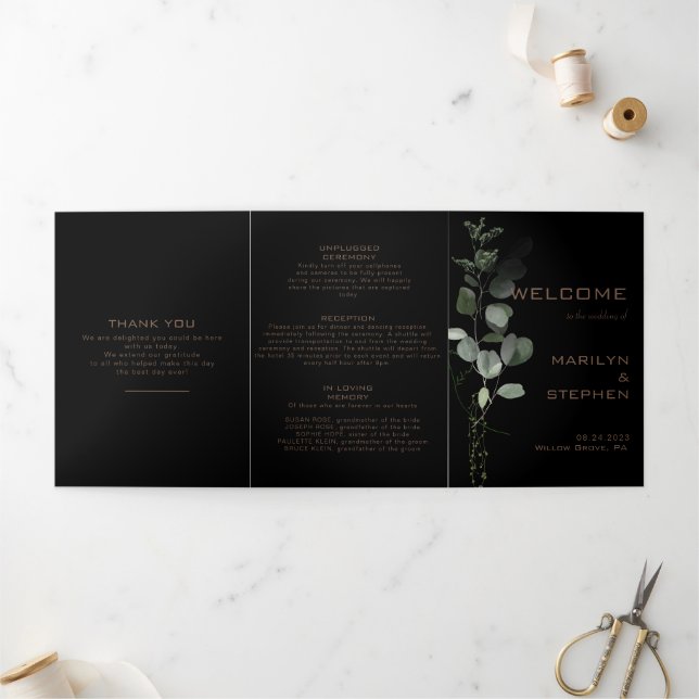Programa de matrimonio triplemente formal en negro (Exterior)