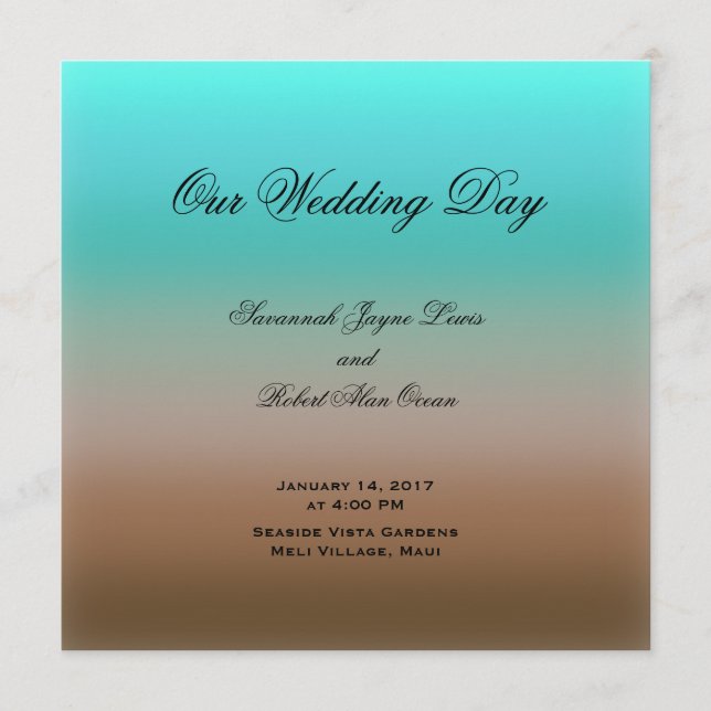 Programa de matrimonio tropical de turquesa a marr (Anverso)