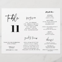 Programa de menú Boda de caligrafía moderna triple