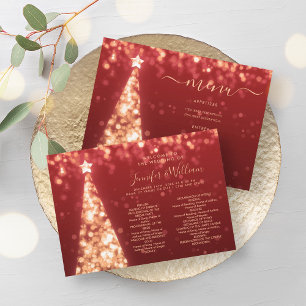 Programa de menú Boda Rojo Oro de árbol de navidad