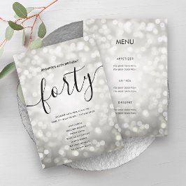 Programa de menú de 40 cumpleaños de Silver Lights