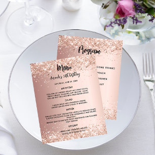 Programa de menú rosa fiesta de cumpleaños de oro