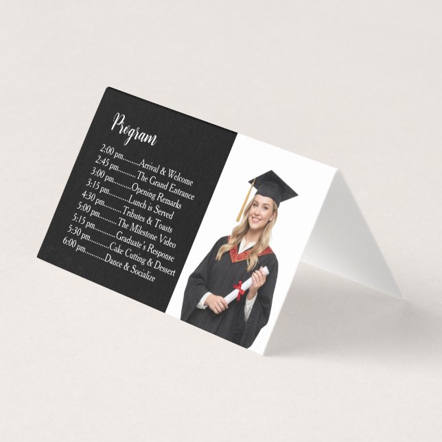 Programa de mesa de graduación plegable en tienda  (Reverso)