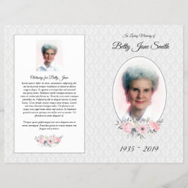 Programa de Misa Funeral | Floral Gris y Rosa