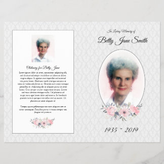 Programa de Misa Funeral | Floral Gris y Rosa