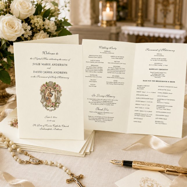 Programa de Misa Latina de Boda Católica Elegante (Subido por el creador)