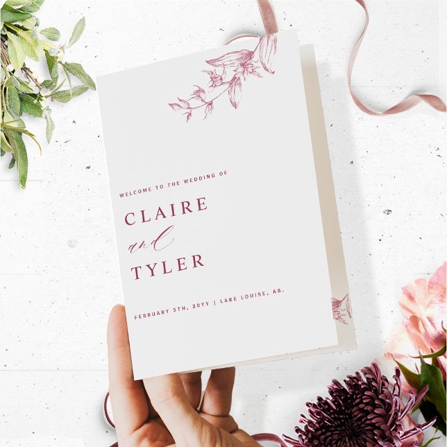 Programa de moda y simple boda blanca y borgoñona (Subido por el creador)