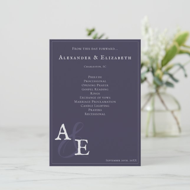 Programa de monograma Minimalista Plum Purple (Anverso de pie)