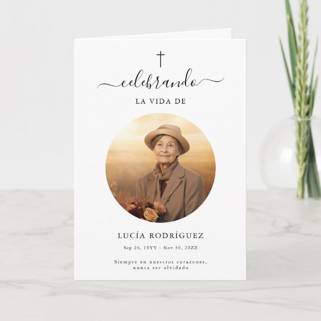 Programa de Obituarios Funerales Conmemorativos de (Anverso)