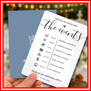 Programa de Orden de Eventos de Boda Azul Polvorie