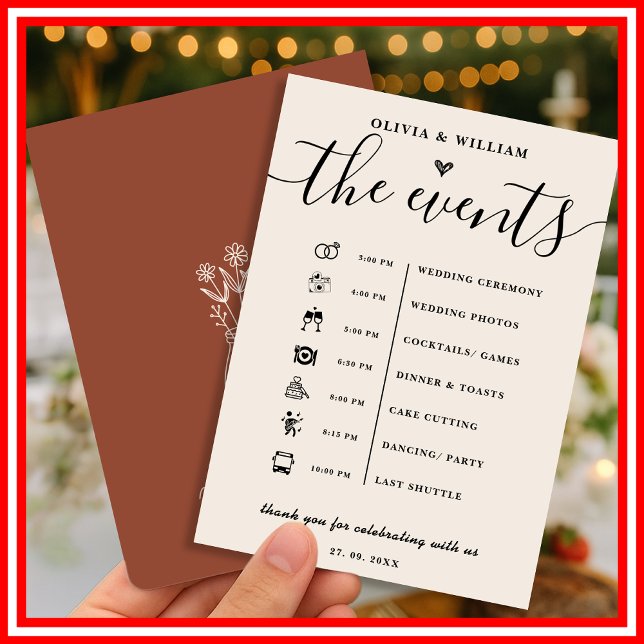 Programa de Orden de Eventos de Boda Boho Naranja  (Subido por el creador)