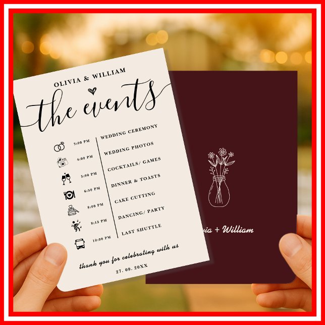 Programa de Orden de Eventos de Boda Borgoña (Subido por el creador)