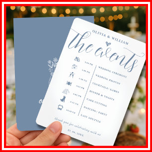 Programa de Orden de Eventos de Boda Dusty Blue