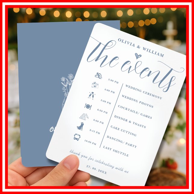 Programa de Orden de Eventos de Boda Dusty Blue (Subido por el creador)