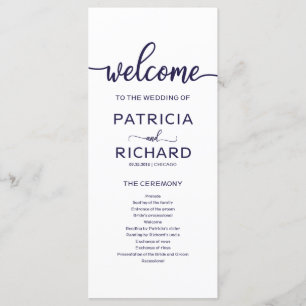 Programa de Orden de Servicio de Boda Chic Azul Ma
