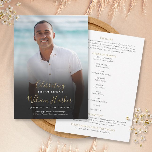 Programa de orden de servicio de funeral con foto  (Subido por el creador)