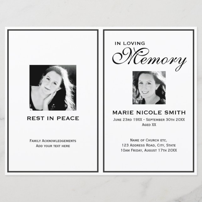 Programa de Orden de Servicio de Funeral en Blanco (Anverso)