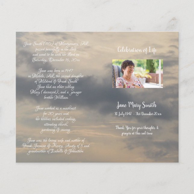 Programa de Orden de Servicio del Funeral de la Fo (Anverso)