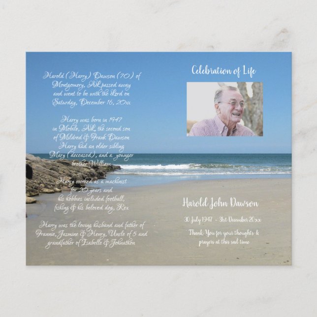 Programa de Orden de Servicio del Funeral de la Fo (Anverso)