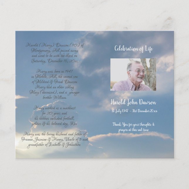 Programa de Orden de Servicio del Funeral de la Fo (Anverso)