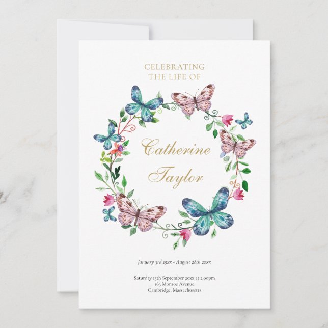 Programa de Orden de Servicio Funeral de Mariposas (Anverso)