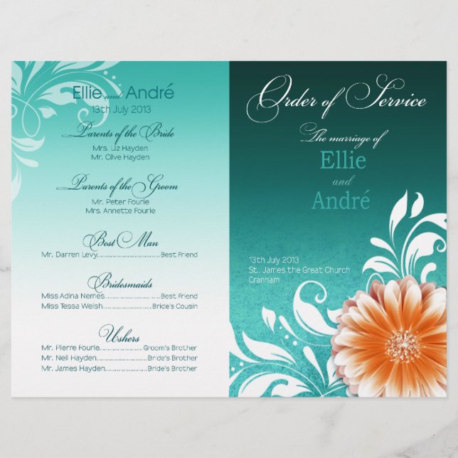 Programa de Orden de Servicio Gerbera Daisy Naranj (Anverso)