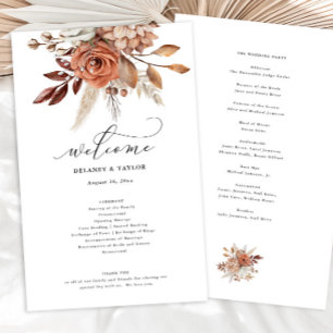 Programa de Papel Boda floral rústico otoñal