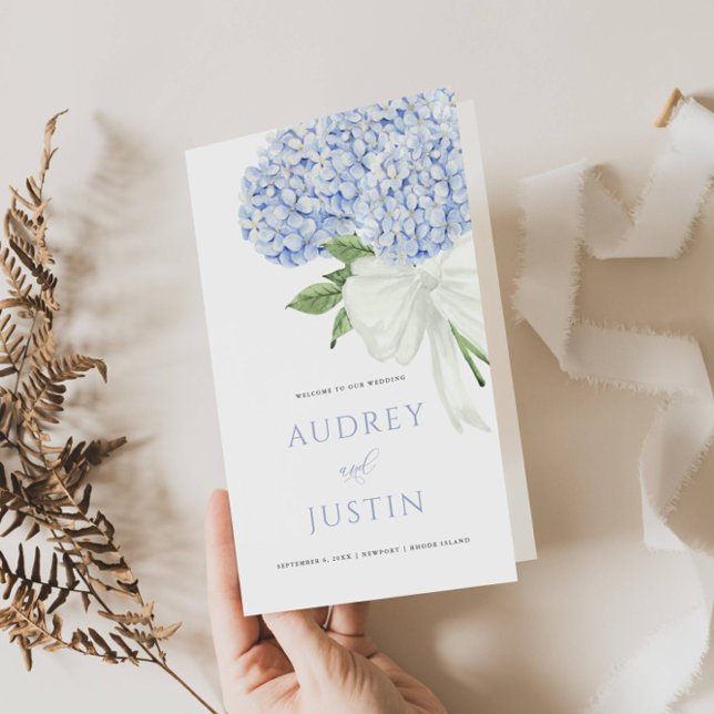 Programa de Papel Boda Hidrangea Azul Blooms (Subido por el creador)