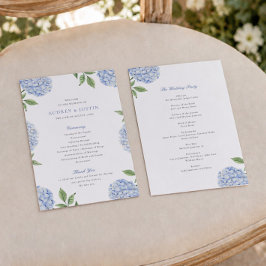Programa de Papel de Boda de Hortensia Azul Simple