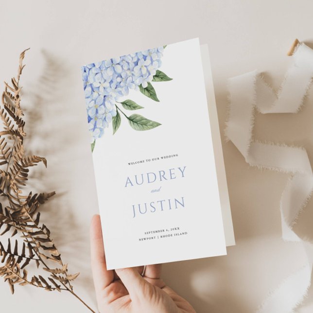 Programa de papel doblado Boda de hidrangea azul (Subido por el creador)