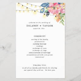 Programa de papel para Fiestas de jardín, flores y