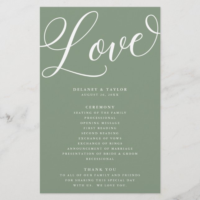 Programa de Papel Verde Sage, un guión moderno flo (Frente)