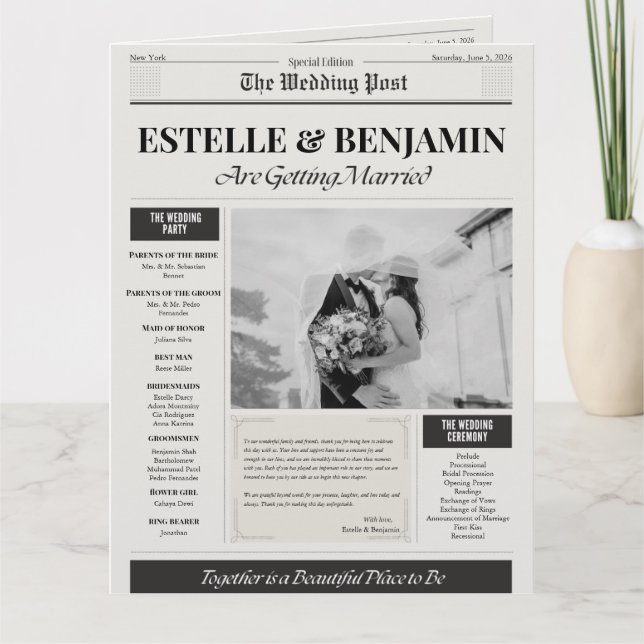 Programa de periódicos de ceremonias de boda (Anverso)