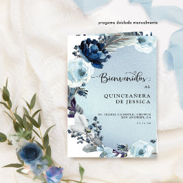 Programa de quinceañera azul claro con aluminio
