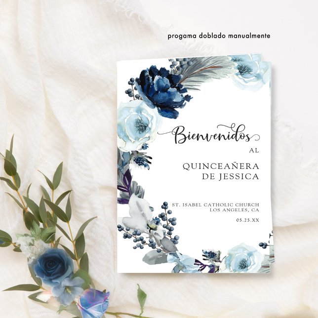 Programa de Quinceañera Azul con Flores (Subido por el creador)
