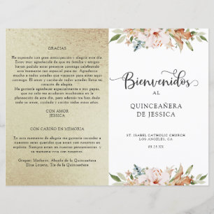 Programa de Quinceañera de Oro de Champagne Elegan