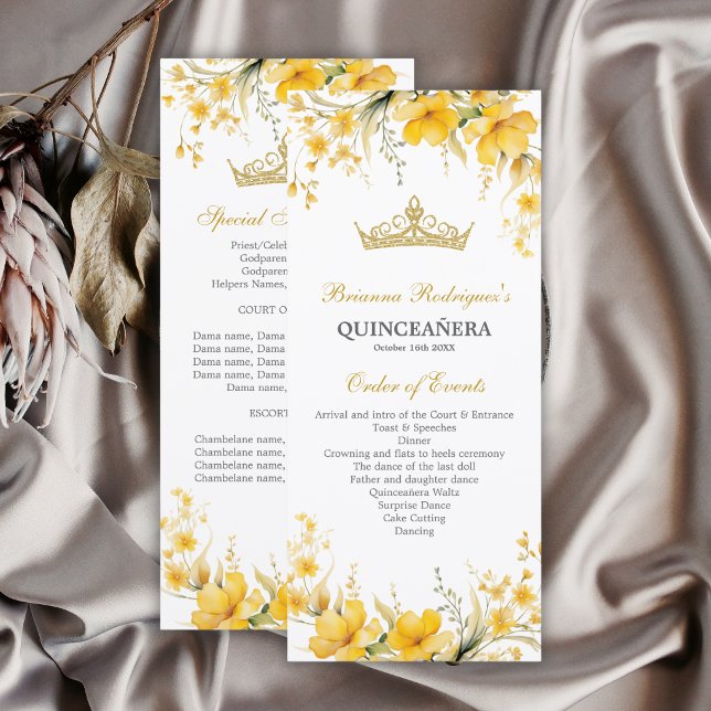 Programa de Quinceañera Floral Corona Amarillo Dor (Subido por el creador)