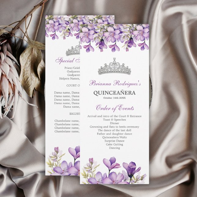 Programa de Quinceañera Floral Corona de Plata Lav (Subido por el creador)