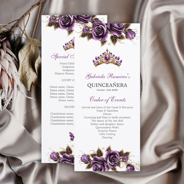 Programa de Quinceañera Floral Corona Dorada Púrpu (Subido por el creador)